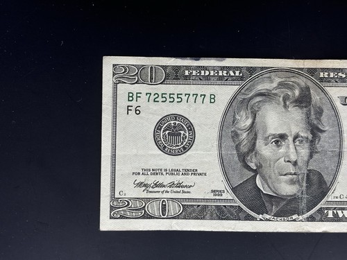 1999 $20 Dollar Note Atlanta District Federal Reserve Fancy Serial # BF72555777B - Picture 5 of 7