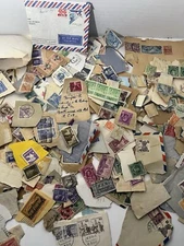 Stamps & Postcard Lot Mixed Used & Canceled OFF PAPER World Wide US Collection