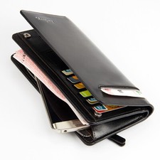 Men's Long Purse Wallets Double Zipper Clutch Purse Business Large Capacity Bags