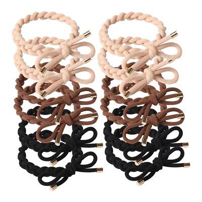 12Pcs Hair Ties Bow Braided High Elastics Bands Ponytail Holders for Women Girls