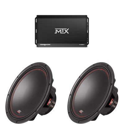 MTX TERMINATOR 1000-Watt RMS 1Ω Mono Block Class D Amplifier and Two MTX Audi...