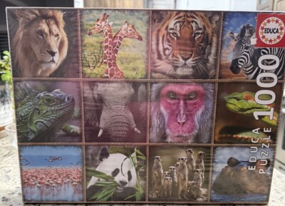 Educa Wild Animal Collage 1000 Pc Puzzle Hard To Find Design New In Box Sealed