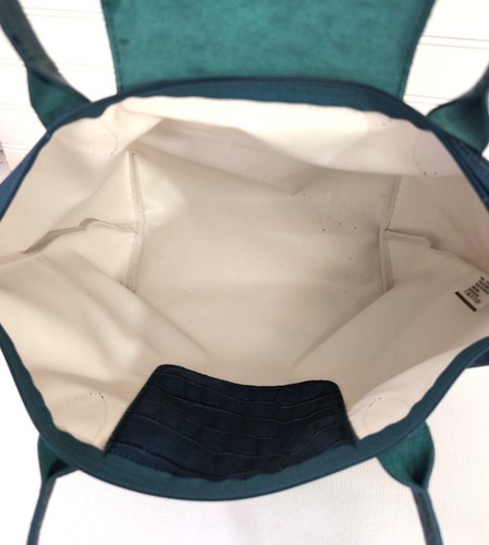 Longchamp Le Pliage Shoulder Tote Bag Croc Embossed Duck Blue Limited Ed Preppy - Picture 5 of 14
