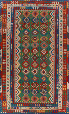 Dual-Sided Kilim Kelim Rugs Flatweave Wool Large Carpet 10x16 ft
