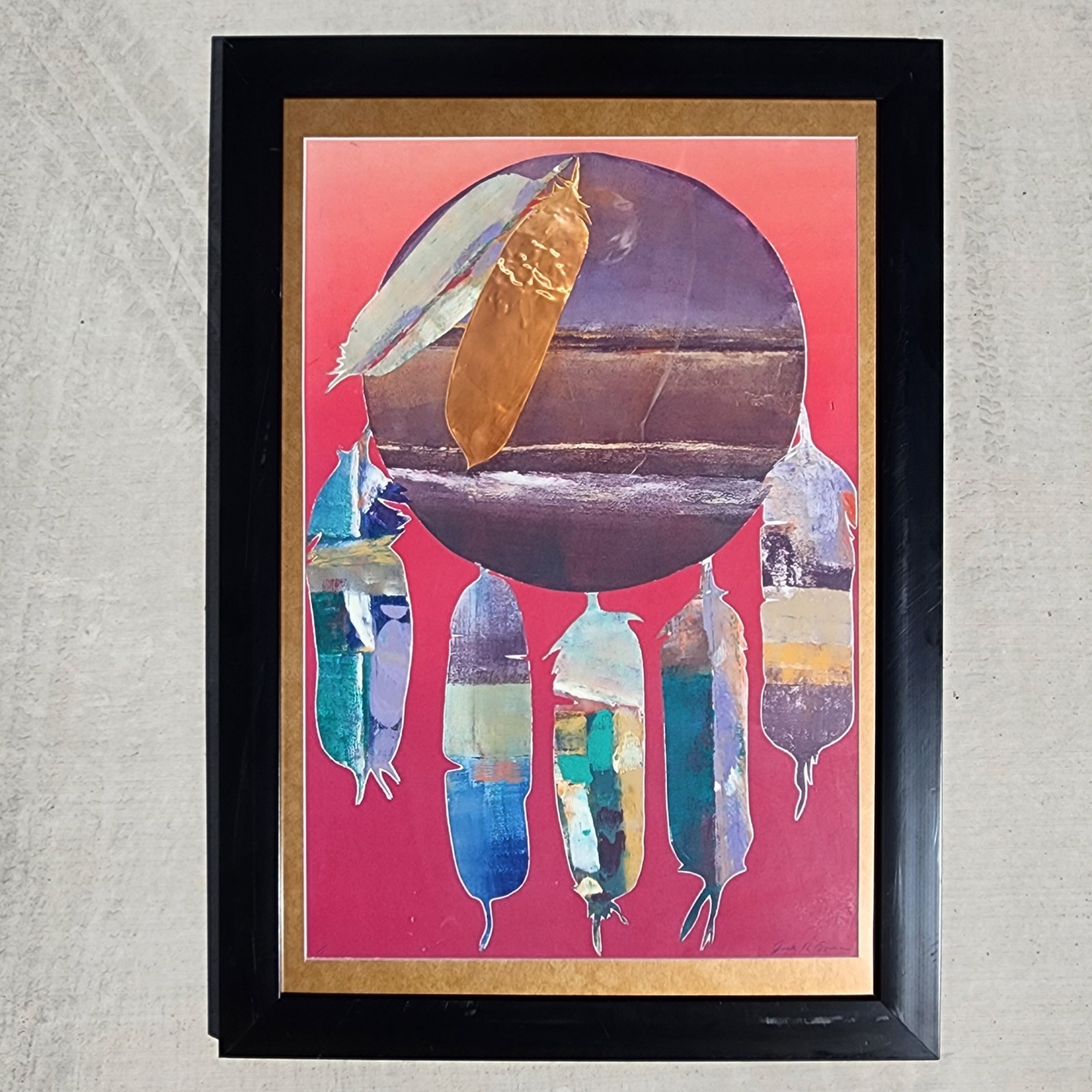 Jack Eggman Original Monotype Print Abstract Southwest Desert Art Signed Framed