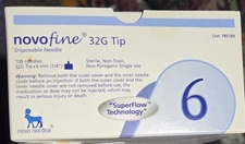 Novofine 32G Tip  100 Ct Sealed  6mm Solostar Kwikpen Humapen  Universal Fit  