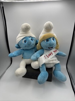 Lot Of 2 Smurfette & Clumsy Smurf 2011 Smurf Movie Build A Bear Stuffed Animals