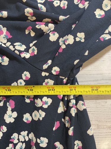 J JILL Wearever Convertible-Shoulder Smocked-Neck Top Blue Floral Size L NWT - Picture 9 of 12