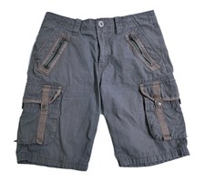 Guess Cargo Shorts Mens 32 Y2K 90s Utility Pockets Work Trail Gray Zipper Long