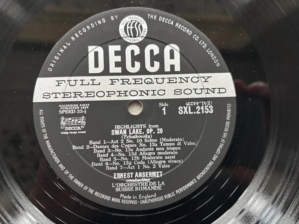 ANSERMET - DECCA SXL 2153 2E/1E ED1 - TCHAIKOVSKY - HIGHLIGHTS SWAN LAKE - Image 2 of 4
