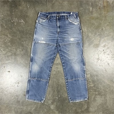 Vintage Distressed Dickies Double Knees Denim Work Pants