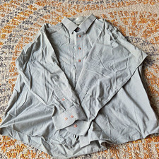 Pierre Cardin Gray Solid Tailored Dress Shirt Long Sleeve 15.5 32/33