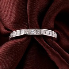 Princess Cut White Diamond Eternity Engagement Band Ring 14k White Gold Finish