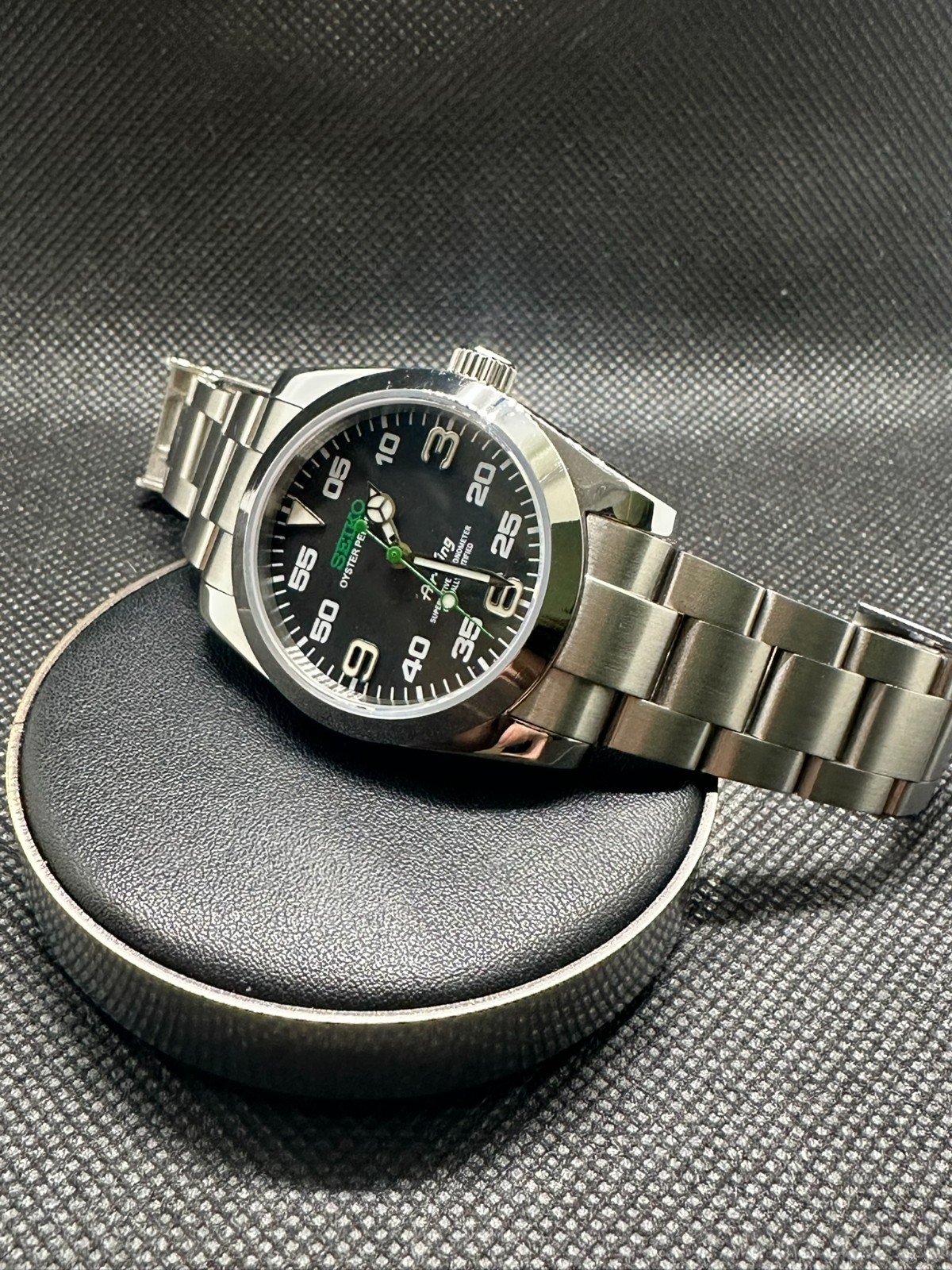 Montre de tous les jours style mod King automatique NH35 vert et noir sport