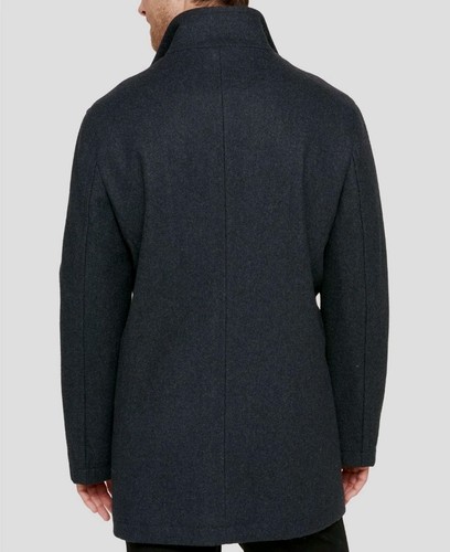 $325 Cole Haan Men's Gray Melton Classic-Fit Wool-Blend Overcoat Jacket Size M - Picture 2 of 9