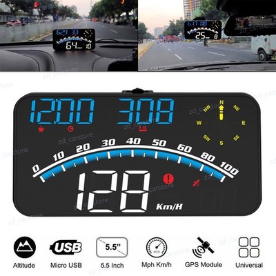 Digital Speedometer Universal GPS Car HUD Head Up Display MPH Overspeed Alarm 5''