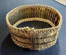 Stunning 18K Solid Gold Woven Statement Bracelet Heavy Luxurious 59.6 Grams