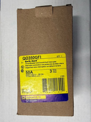 #ad Square D QO350GFI 208 120v 50a 3 pole Circuit Breaker 10ka New In Box $750.00