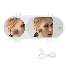 Byootique Car Visor Vanity Mirror LED Light Magnify Sun-shading Travel