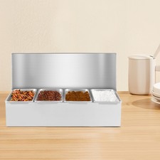 Kitchen Spice Sets 4Slot Stainless Seasoning Box Storage Container Condiment Jar