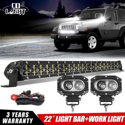 Dual Row 22 Zoll 480W LED Combo Light Bar +2x 4 Zoll Arbeitsscheinwerfer Offroad