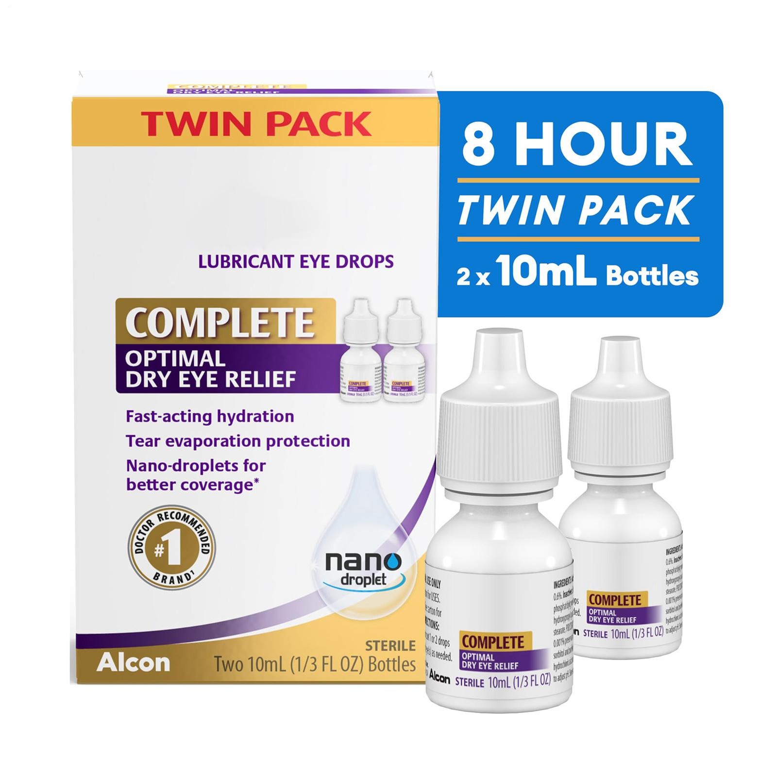 Systane Complete Lubricant Eye Drops, 0.34 Fl Oz, Twin Pack (Pack Of 2)