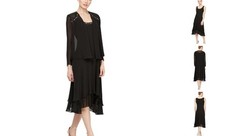 Women's Mother of The Bride Dress with Embellished Neckline  18 Regular Black