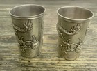 Antique Chinese Export Silver Dragon Shot Cups Pair Zu Wen 足紋 Solid Sterling — photo 3