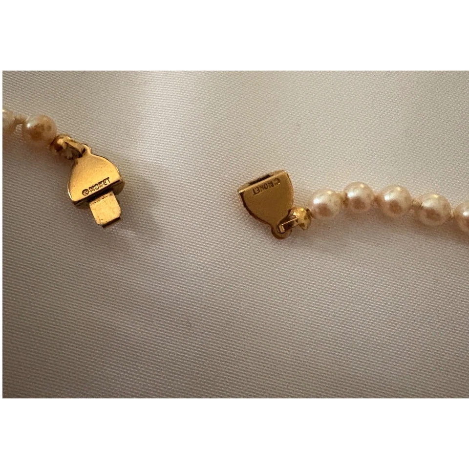 Collar Monet Imitación Perla Cierre Tono Dorado Elegante Fiesta Joyería Foto 4 de 4