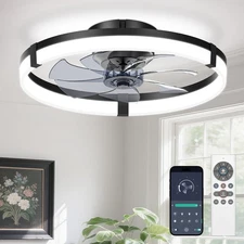 Low Profile Ceiling Fans with Lights and Remote, 19.7in Flush Mount Ceiling F...