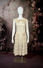1920s Silk Gauze/Charmeuse Tiered Dress  Silk Lining size 2/4