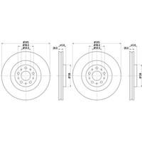 2X Hella Bremsscheiben 305Mm Vorne Passend FüR Fiat 500L Doblo Opel Combo