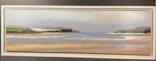 Oil Painting Shoreline Landscape Framed 30”W