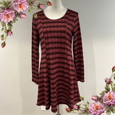 Maurice's Striped Burgundy Long Sleeve sweater Dress size medium