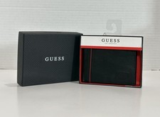 New Guess Men's Leather Credit Card ID Wallet Passcase Billfold Black 31GO220093