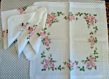 Vintage - 4 Retro Stoff-Taschent&uuml;cher - 28x28 cm - aus Nachlass