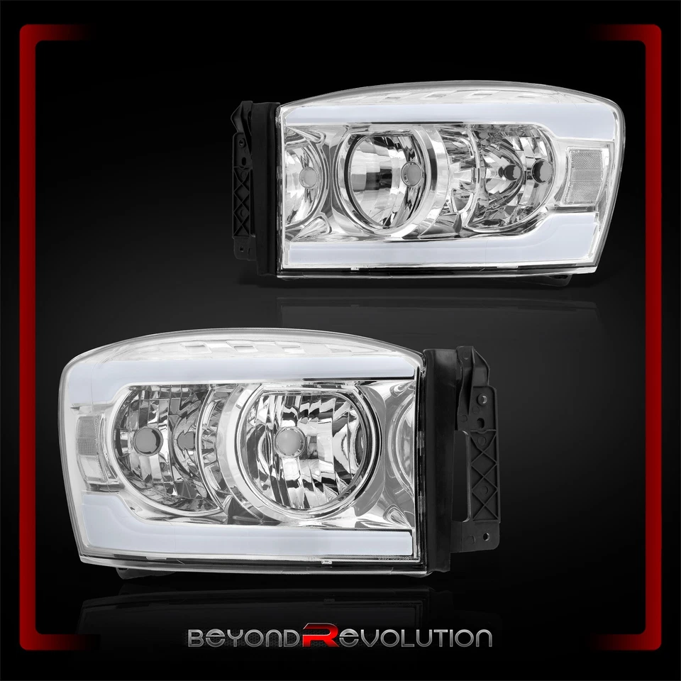 For 2006-2008 Ram 1500 LED DRL Head Lamp Light Upgrade Left+Right Chrome Housing Foto 3 de 4
