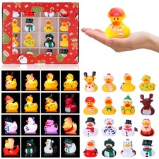 16 Pcs Christmas Light Up Rubber Ducks, Bath Toys, Gift Box, Kids Toddler Party