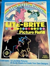 Recharges photo vintage jamais utilisées 1984 Lite-Brite ~ 2 My Little Pony / 3 Looney Tunes