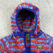 L.L.Bean Fleece Jacket Toddler 3T Blue Red Hooded Full Zip Warm Pockets