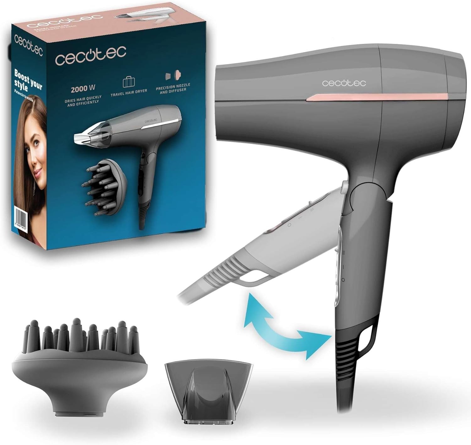 Sèche-cheveux de voyage Cecotec compact idéal pour la valise cabine