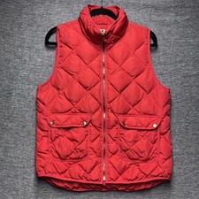 Woolrich Quilted Puffer Vest Women's Large Duck Down Feathers Red Full Zip Vest