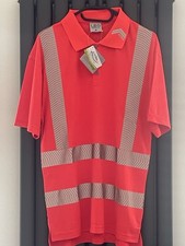 Men’s Orange High Viz Polo Shirt Reflective Cool Safety Worktop New With Tags