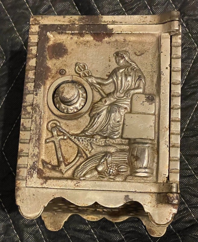 BANK OF COMMERCE Coin Combination Safe Bank Cast Iron Toy KENTON 1900s anchor