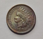 1904 HIGH GRADE Old U.S. Indian Head Cent Coin - AU/UNC Details TONED!