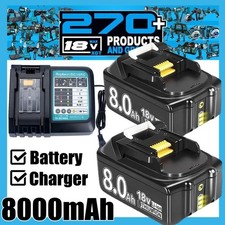 2PACK For Makita 18Volt 8.0Ah LXT Li-Ion Battery BL1860B BL1830 BL1850 / Charger