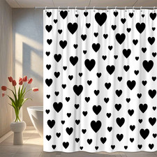 Black Heart Shower Curtain - Cute Bathroom Decor