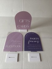 Set Of 3 Acrylic Wedding Signs with stands Favors Gifts/Cards Guest Book