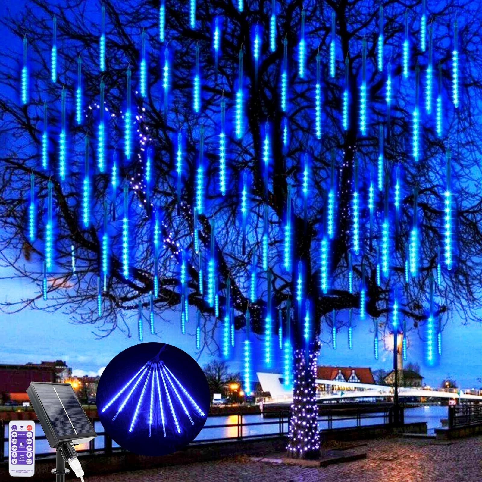 Guirlande lumineuse extérieure météore haut de gamme en polycarbonate robuste pour Noël