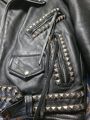 Mens Mega Studded Leather Black Jacket Like Tommy Lee Jones Wore